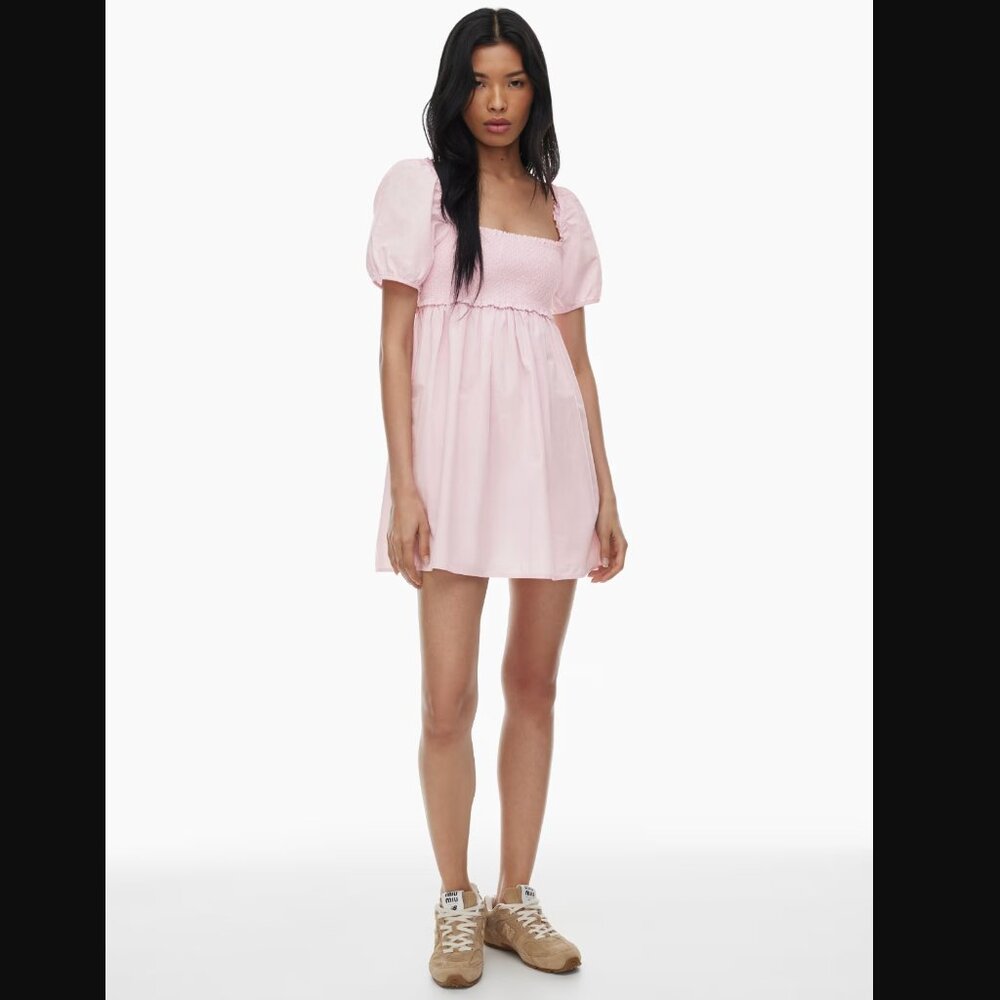 Aritzia Sunday Best Hadley Poplin Puff Sleeve Babydoll Mini Dress Sz. S